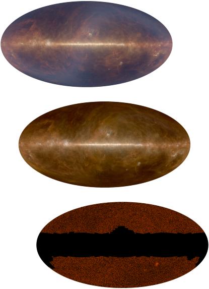 Image of far IR sky before and after foreground subtraction